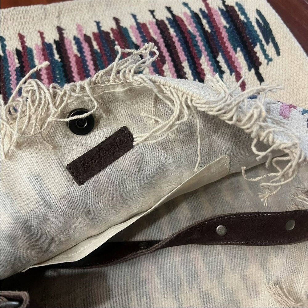 Free People Mixed And Mended Fringed Hobo Bag Leather Shoulder Strap NEW $128 - Picture 6 of 6